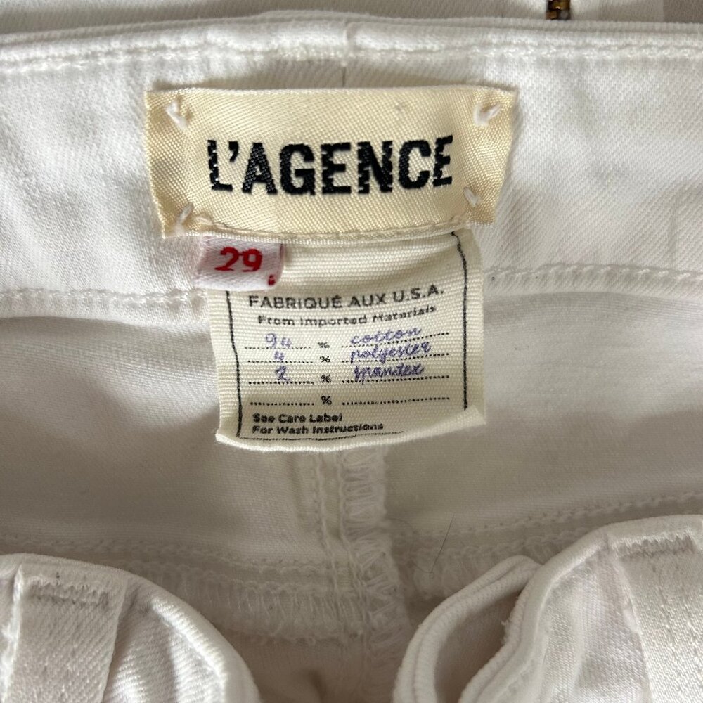 L’AGENCE Andrea Skinny Jeans Women 29 High Rise White Denim - Picture 6 of 10